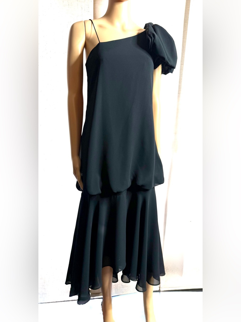 Vintage Dyanne Vosges black evening gown. With left shoulder bow. XS/S